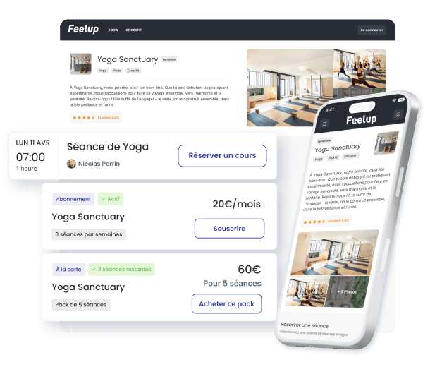 Interface de gestion professionnelle FeelUp pour les salles de sport